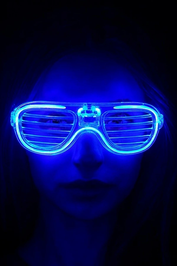 Mavi Led Işıklı Parti Gözlüğü - Neon 3 Modlu