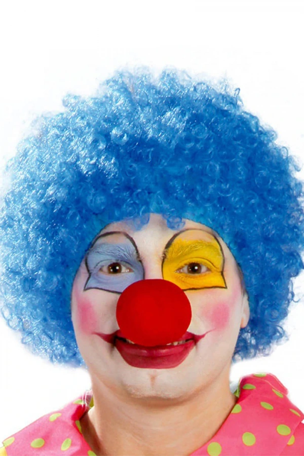 Mavi Renk Kıvırcık Afro Palyaço Seti