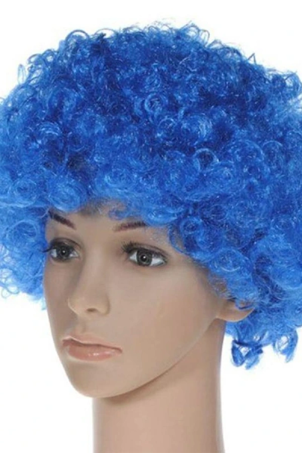 Mavi Renk Kıvırcık Peruk