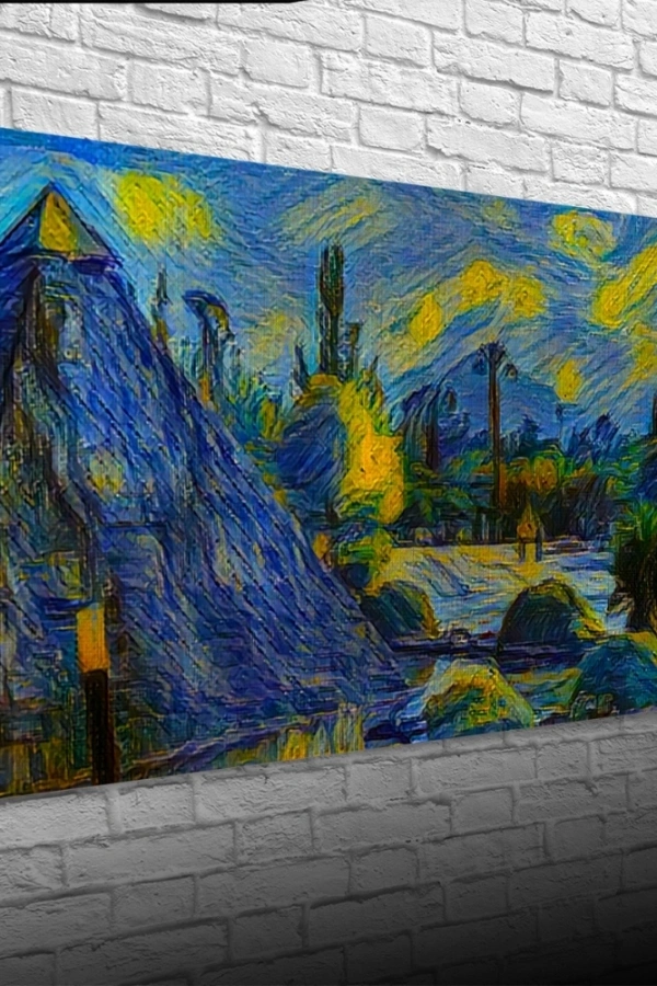 Mavi Tonlarda Doğa Manzarası Kanvas Tablo 60 x 120