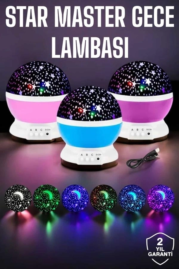 Mavi ve Mor Işıklı Star Master Projeksiyon Lambası