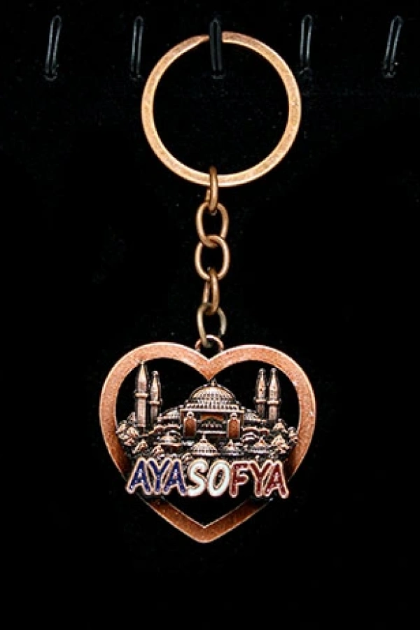Metal Ayasofya Anahtarlık Kalp Tasarımlı