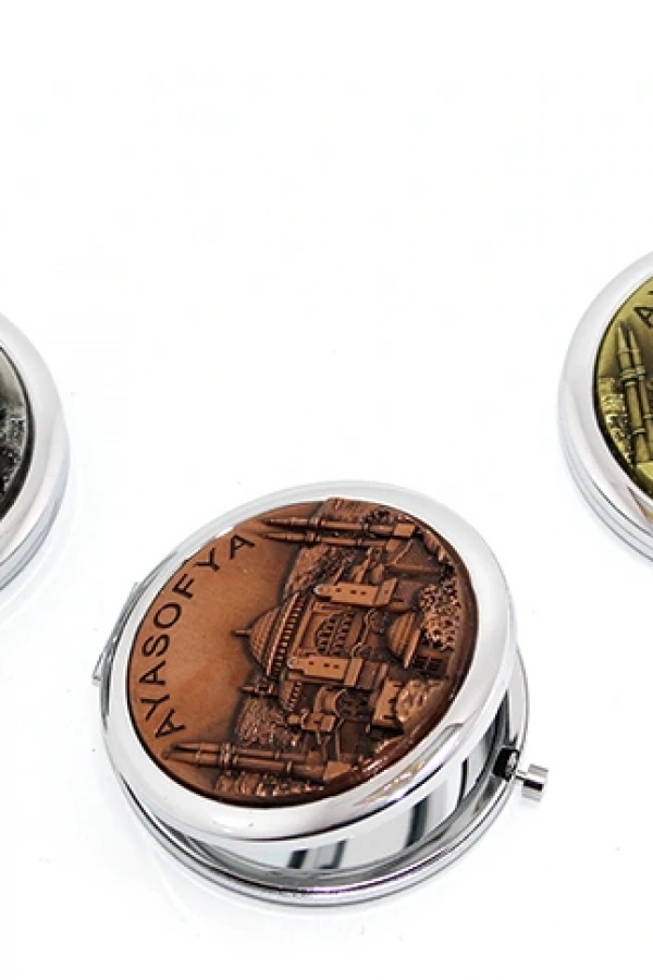 Metal Ayasofya Kabartmalı El Aynası