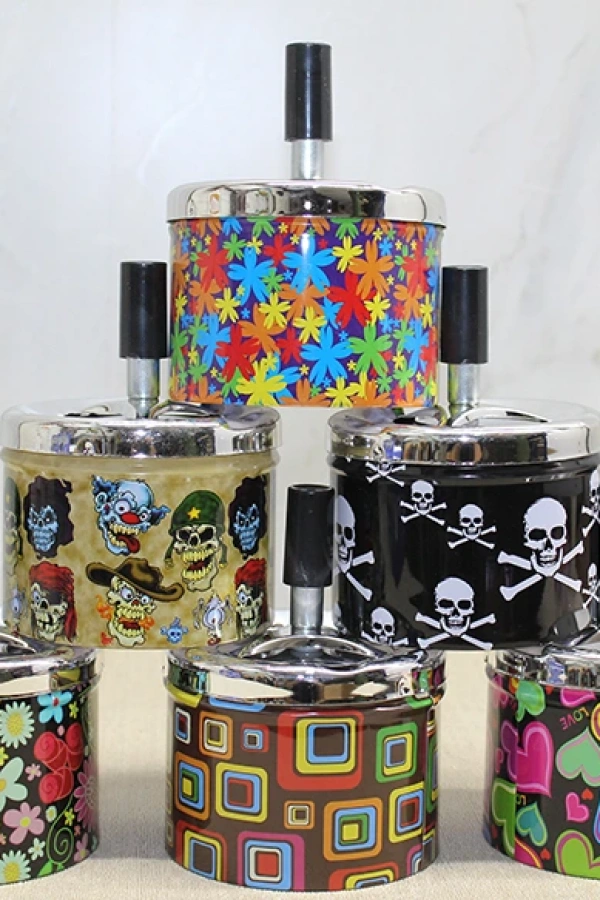 Metal Renkli Basmalı Küllük Yuvarlak