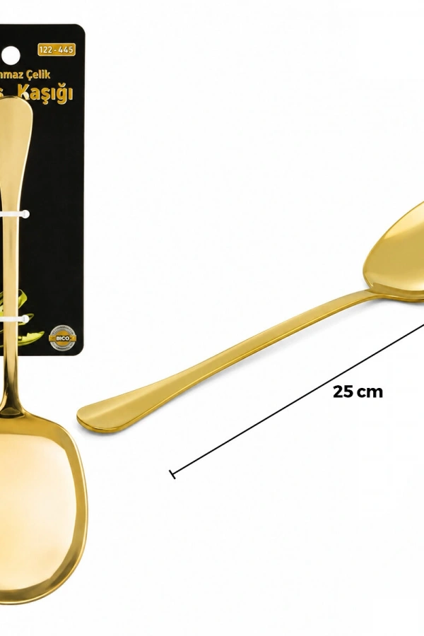 Metal Servis Kaşığı - 25 cm - Gold Renk