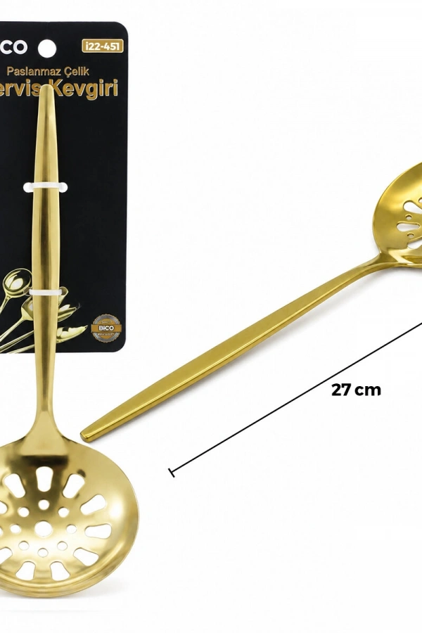 Metal Servis Kevgiri - 27 cm - Gold Renk