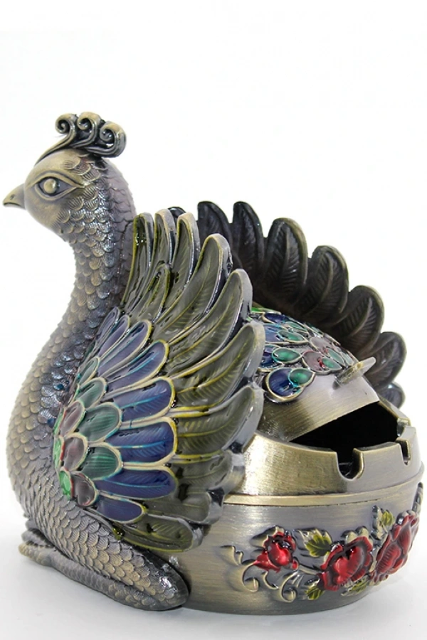 Metal Tavuskuşu Figürü Küllük