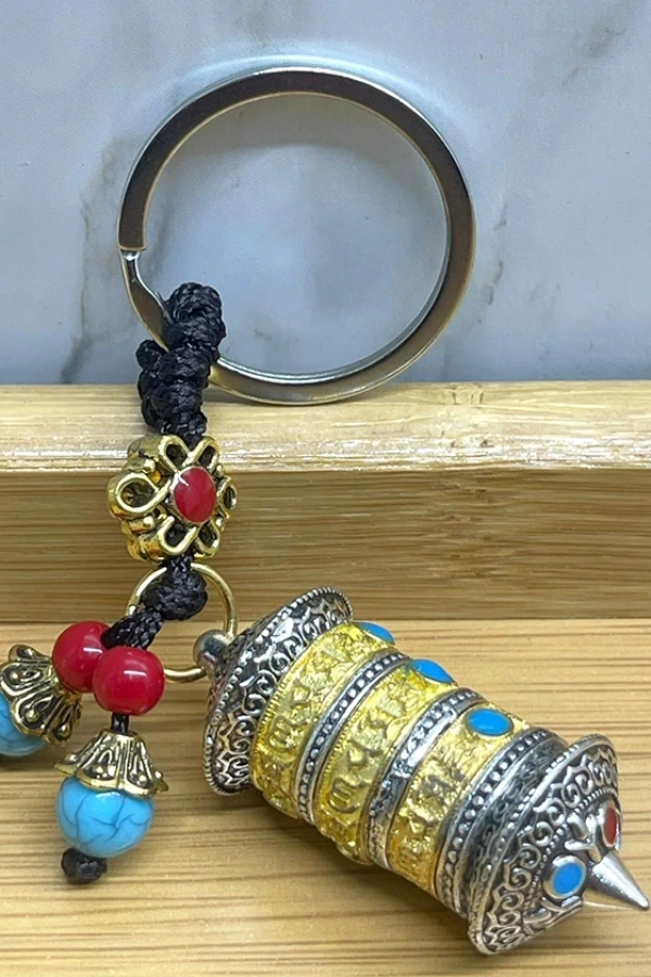 Metal Tibet Şans Çarkı Anahtarlık