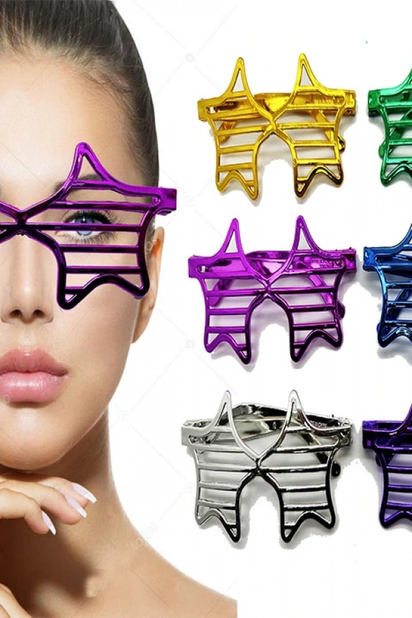 Metalize Ekstra Parlak Yıldız Panjur Parti Gözlüğü 6 Renk 6 Adet