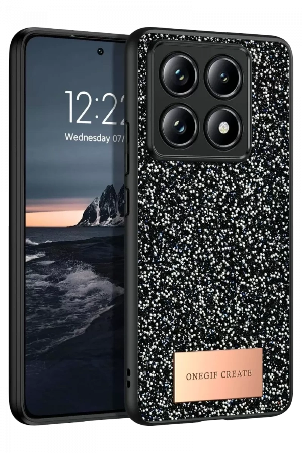 Mi 14T Pro Bright Simli Kapak - Siyah