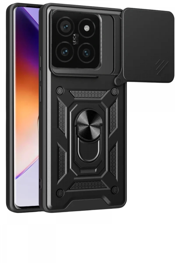 Mi 14T Pro Kılıf Pars Lens Yüzüklü Silikon - Siyah