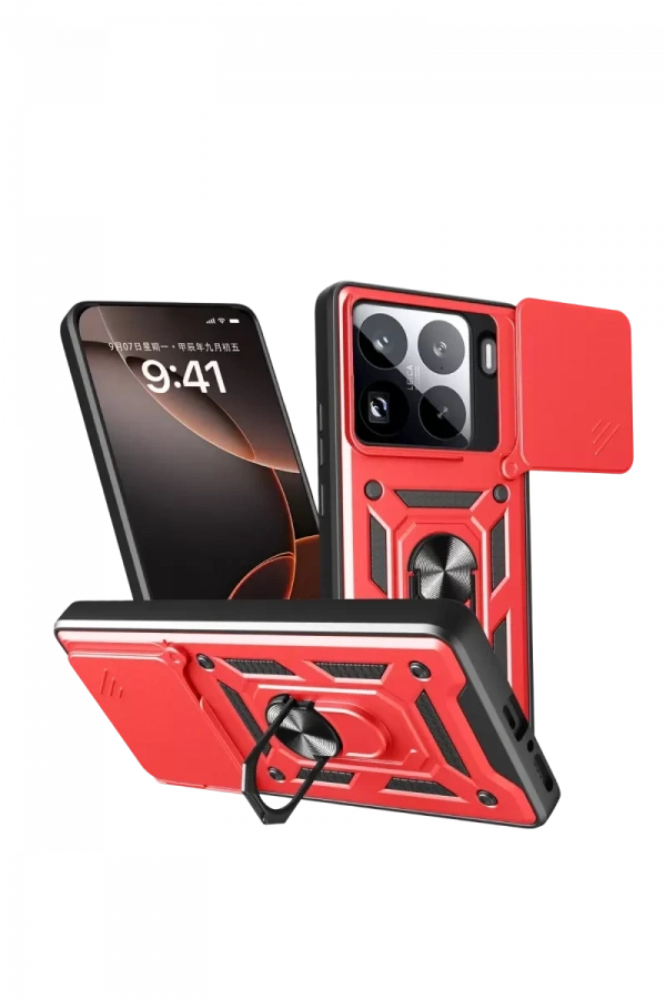 Mi 15 Pro Kılıf Pars Lens Yüzüklü Silikon - Kırmızı