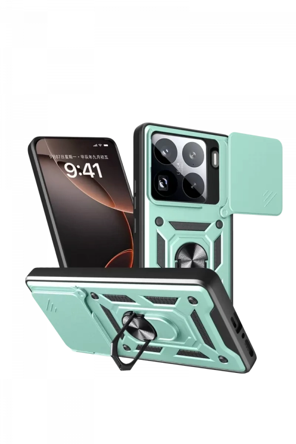 Mi 15 Pro Kılıf Pars Lens Yüzüklü Silikon - Yeşil