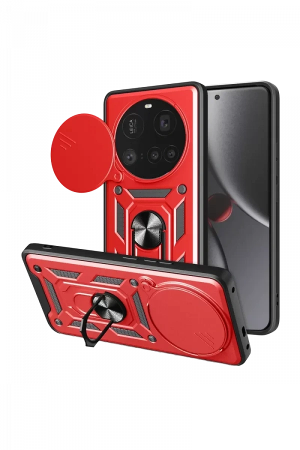Mi 15 Ultra Kılıf Pars Lens Yüzüklü Silikon - Kırmızı