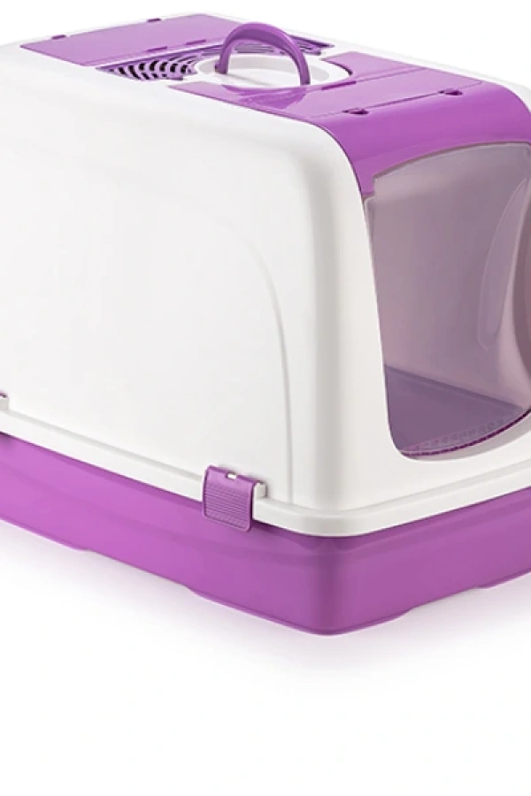 Mikopet Büyük Kapalı Kedi Tuvaleti Mor