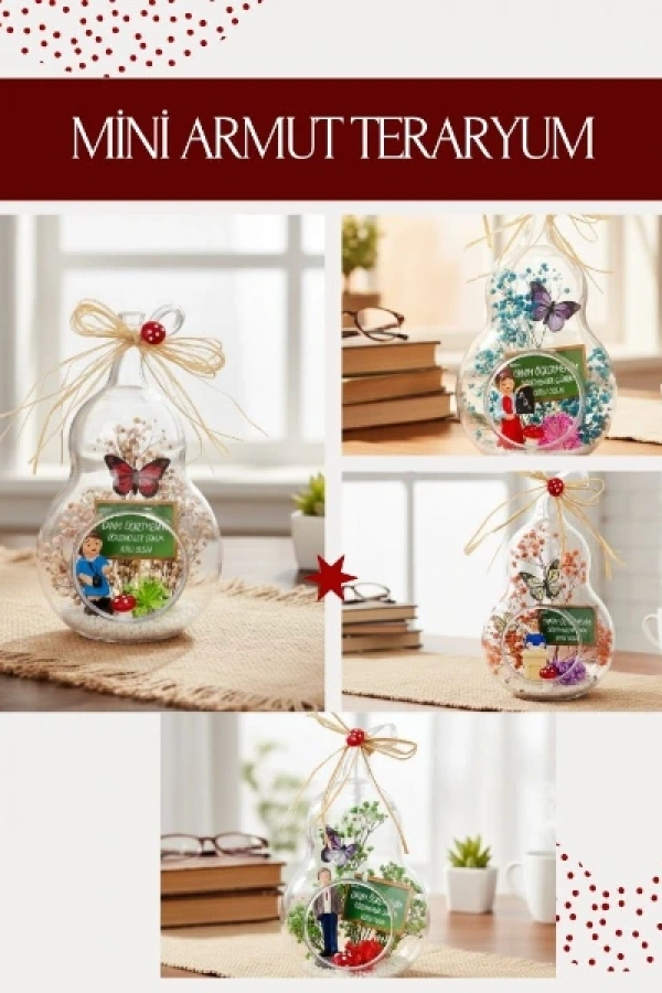 Mini Armut Teraryum - Öğretmenler Günü Hediyesi