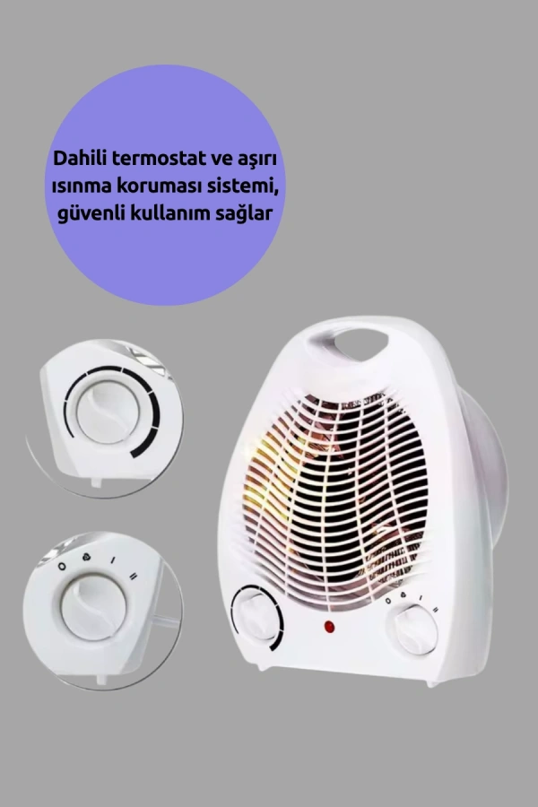 Mini Elektrikli Isıtıcı – 2000W Güç, Fanlı Isıtma, 3 Isı Modu