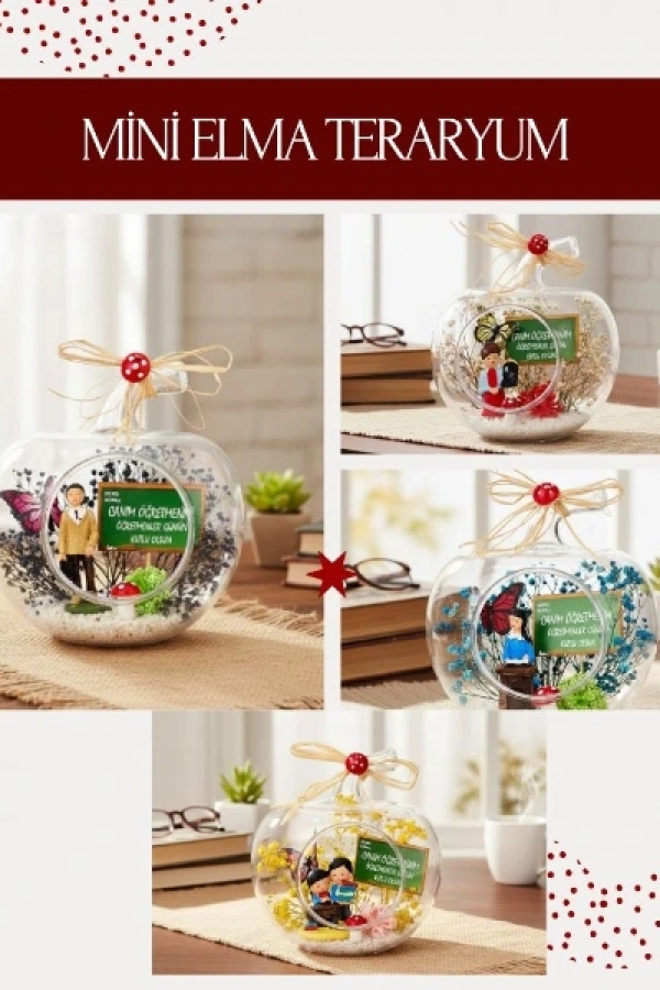 Mini Elma Teraryum - Öğretmenler Günü Hediyesi