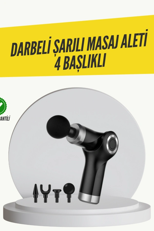 Mini Masaj Tabancası 4 Başlık 6 Hız Ayarlı