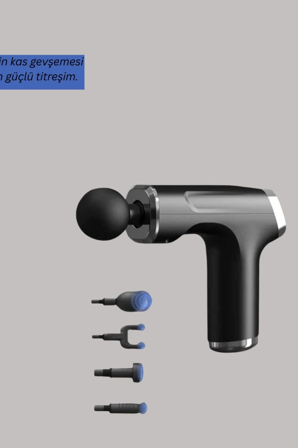 Mini Masaj Tabancası 4 Başlık 6 Hız Ayarlı