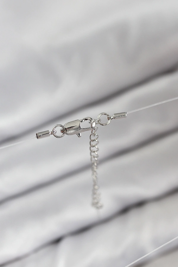 Misineli Kalp Model Gümüş Renk Hayalet Kolye