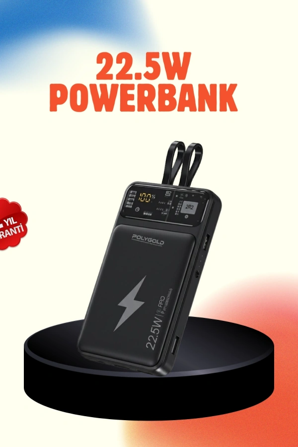 Mobil Powerbank 22.5W PD Destekli Hızlı Şarj