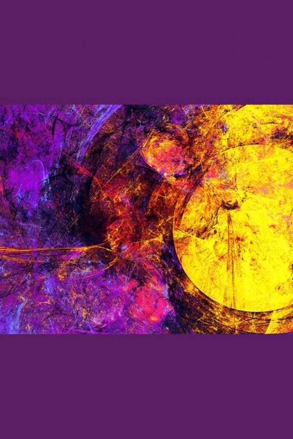 Mor ve Sarı Tonlarda Soyut Kanvas Tablo 60 x 120