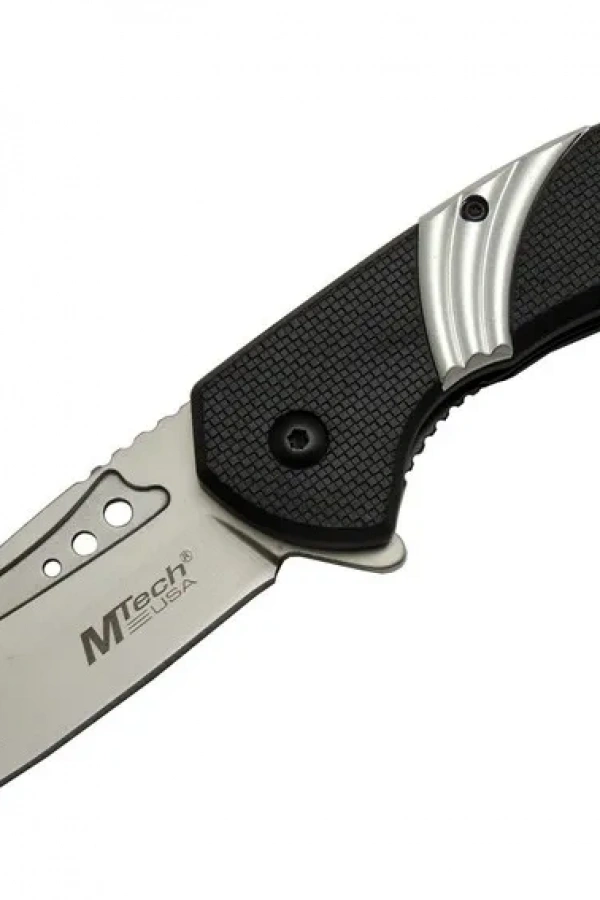 Mtech 4214 Beyaz Kamp Çakı 20cm- Yarı Otomatik, Kemerlikli, Oluklu