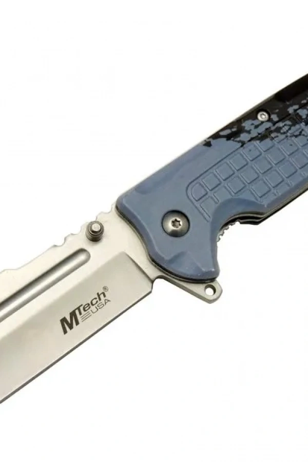 Mtech 4281 Mavi Kamp Çakı 21cm - Yarı Otomatik, Kemerlikli, Oluklu