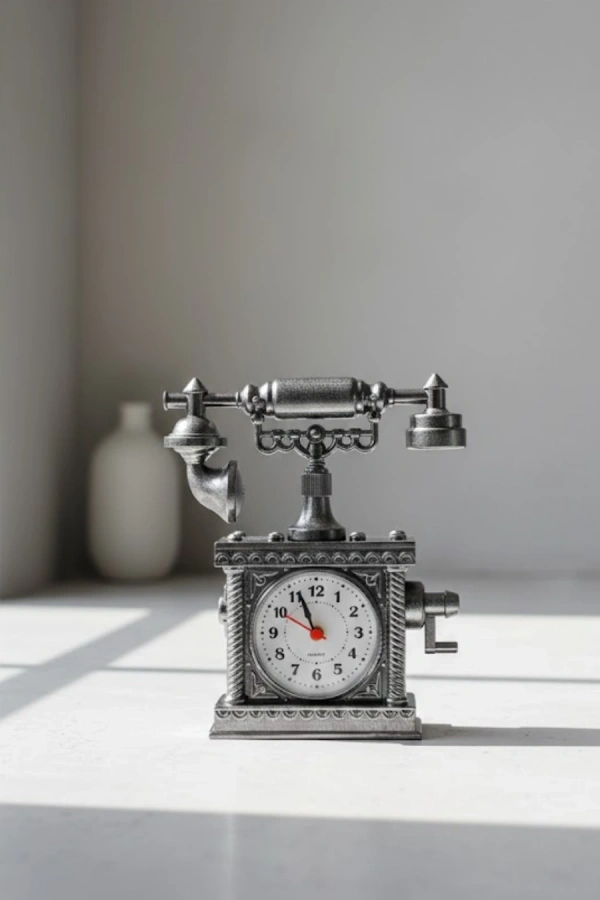 N8808B TELEFON ŞEKLİNDE ÇALAR SAAT GÜMÜŞ