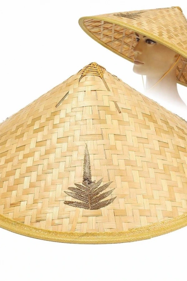 Naturel Renk Cambodia Kamboçyalı Vietnam Şapkası PVC Hasır