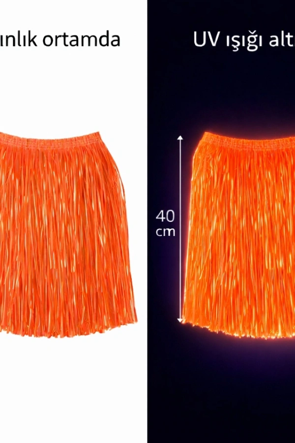 Neon Turuncu Hawaii Parti Eteği 40 cm