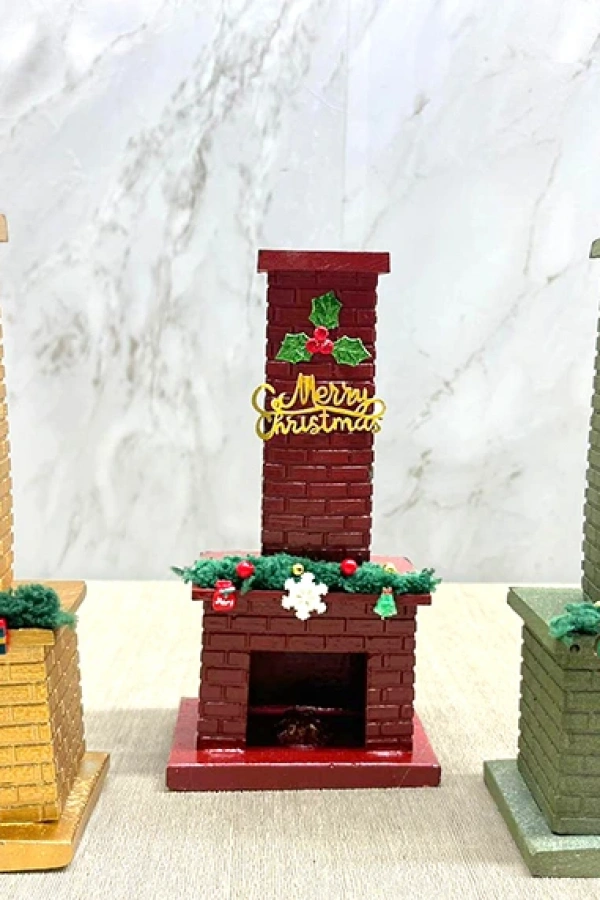 Noel Temalı Polyester Şömine Tütsülük