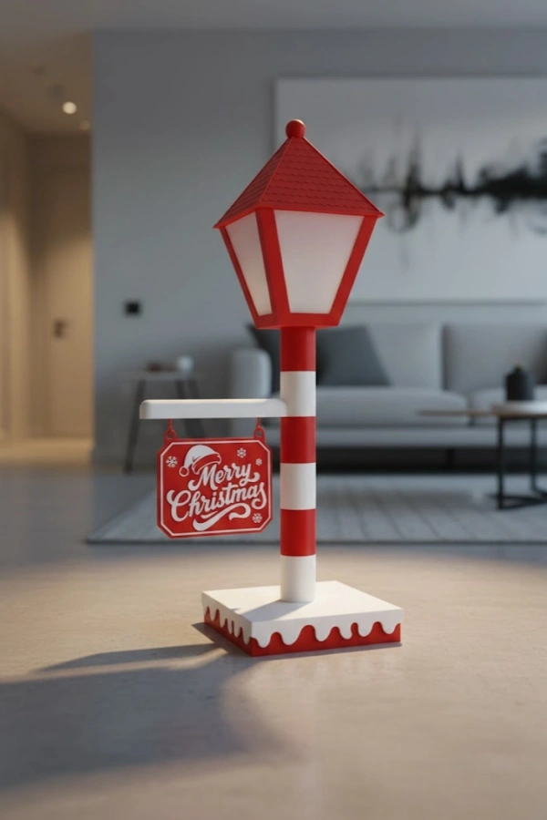Noel Temalı Tabelalı Lamba Dekoratif Aydınlatma Yılbaşı Süsü