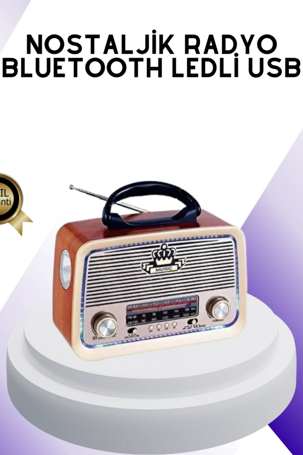 Nostalji Bluetooth Radyo FM AM SW Ahşap Eskitme Tasarım