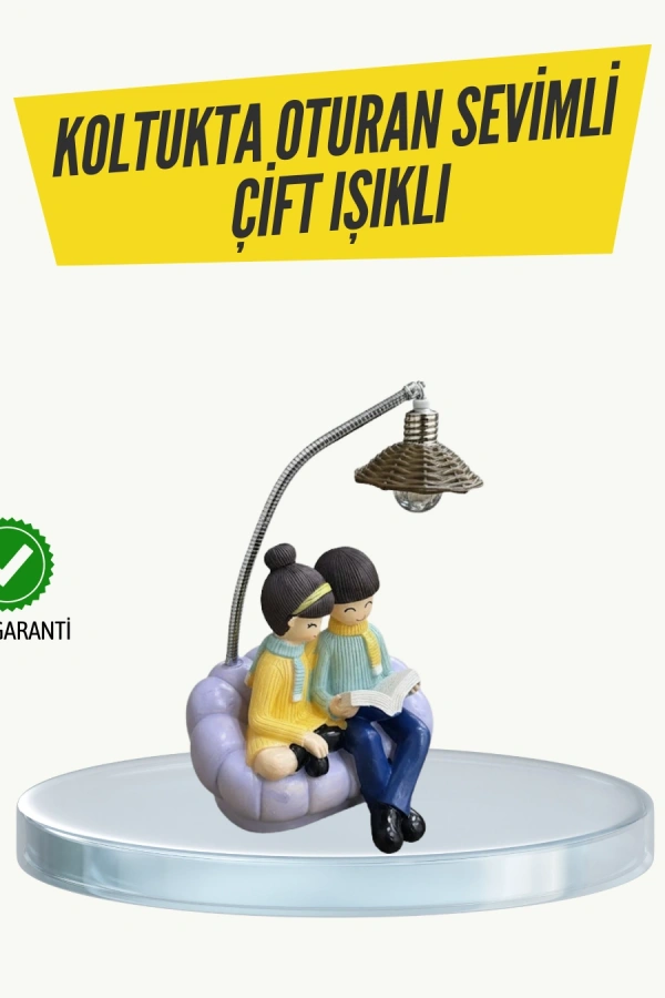 Okuyan Çift Figürlü Dekoratif Gece Lambası Hediye Seçeneği