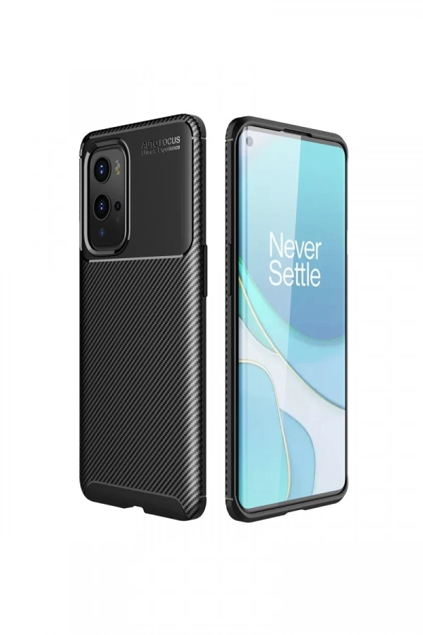 One Plus 9 Pro Kılıf Auto Focus Karbon Kapak - Siyah