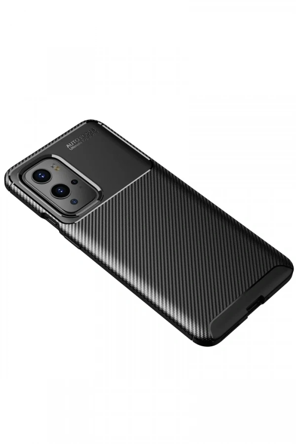 One Plus 9 Pro Kılıf Auto Focus Karbon Kapak - Siyah