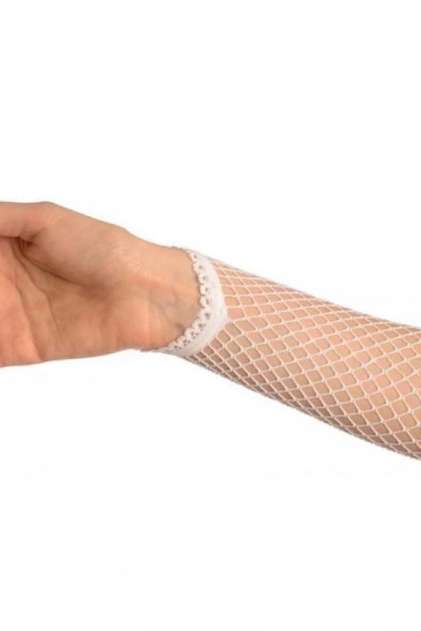 Örgü Beyaz Parmak Arası File Eldiven 26 cm