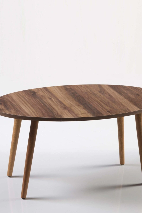 Orta Sehpa Ahşap Torna Ayak Elips Ceviz