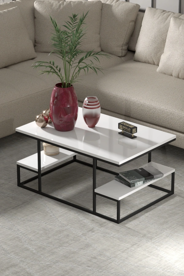 Orta Sehpa Delux Raflı Beyaz