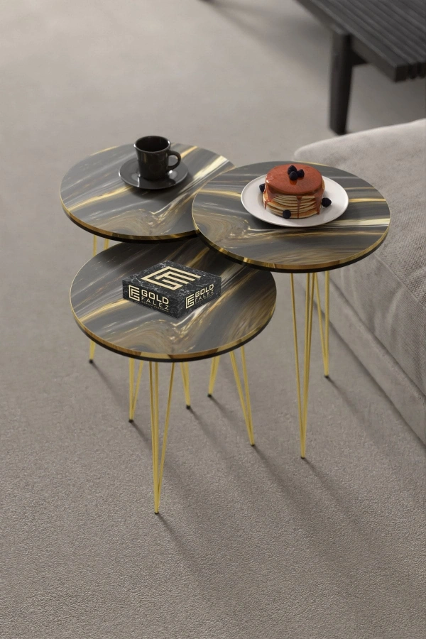 Orta Sehpa Elips Ceviz Siyah Tel Ayak