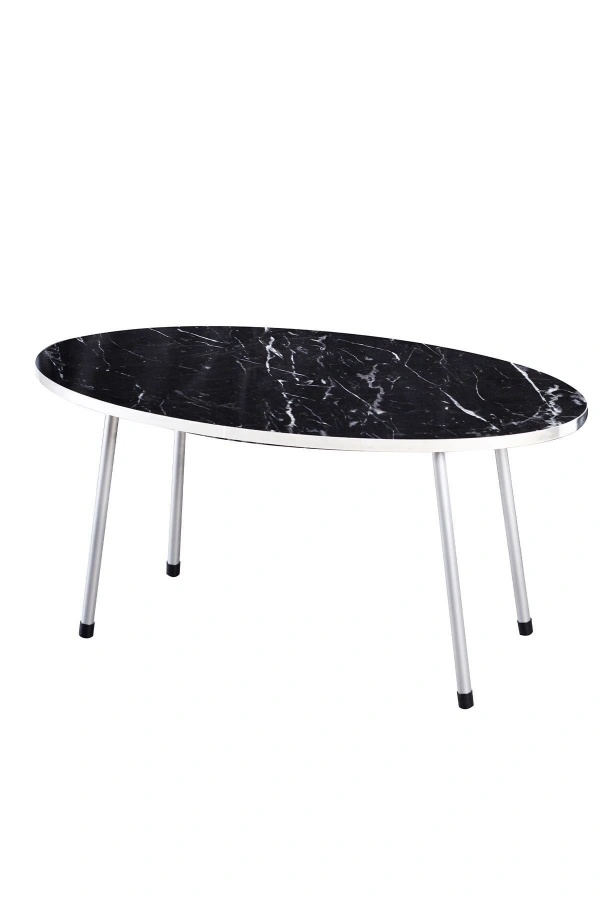 Orta Sehpa Elips Gümüş Metal Ayak Bendir Gümüş