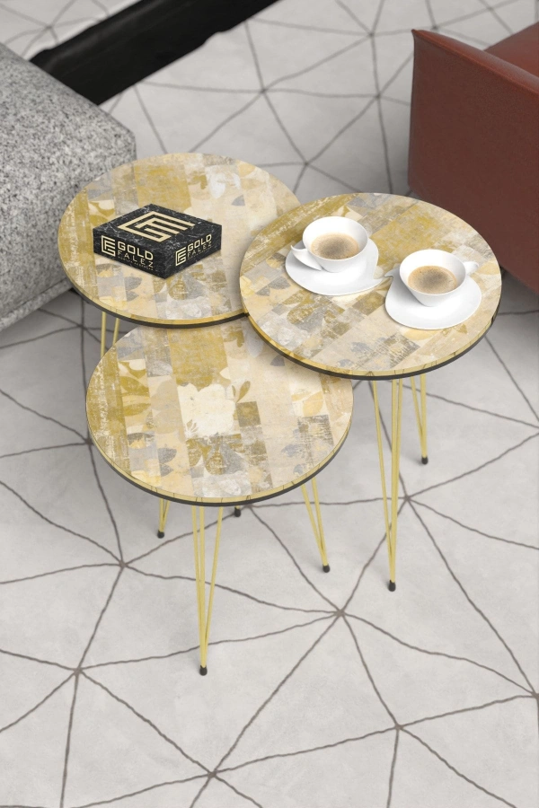 Orta Sehpa Elips Metal Ayak  Krem