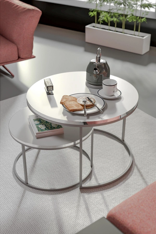 Orta Sehpa Ikili Lüx Specıal Gümüş Beyaz