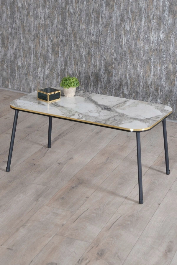 Orta Sehpa Kr Siyah Metal Ayak Çift Altın Bendir