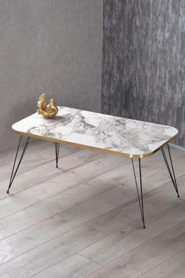 Orta Sehpa Kr Siyah Tel Ayak Altın Efes