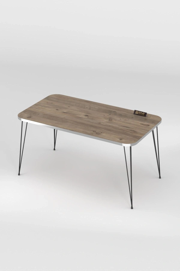 Orta Sehpa Kr Siyah Tel Ayak Gümüş Ceviz