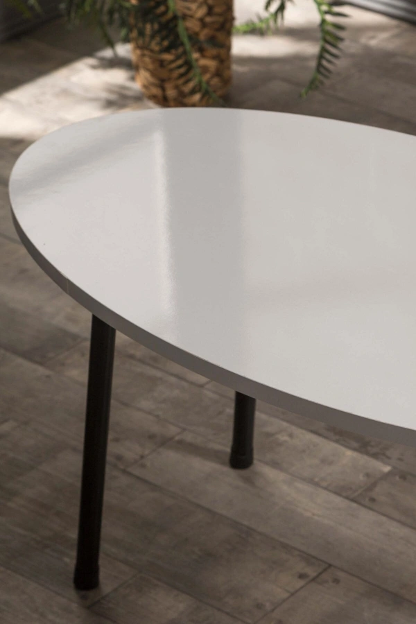 Orta Sehpa Metal Ayak Elips Beyaz