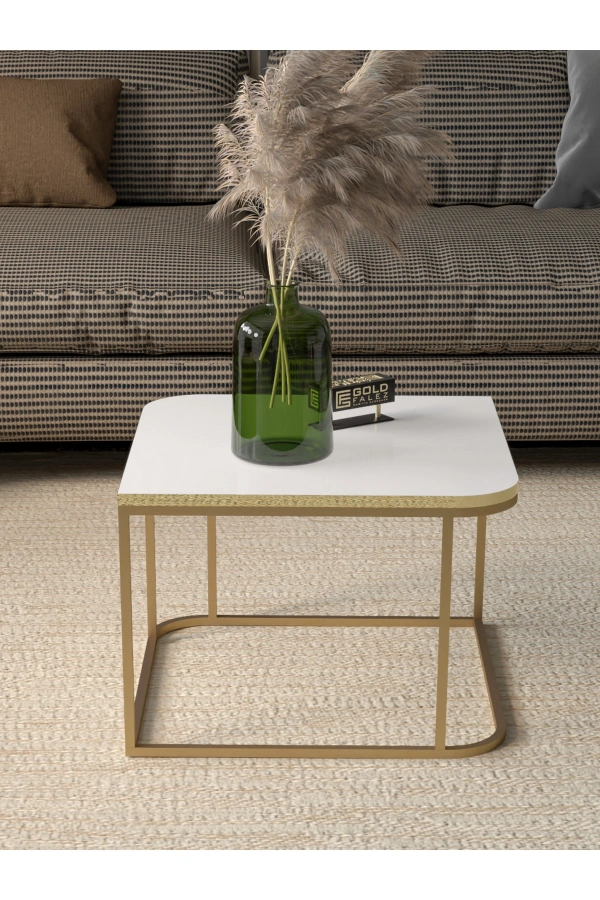 Orta Sehpa Tekli Damla Gold Beyaz